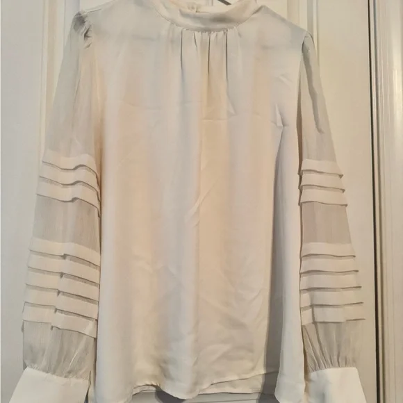 Ann Taylor white Blouse with Sheer Sleeves - Picture 2 of 3